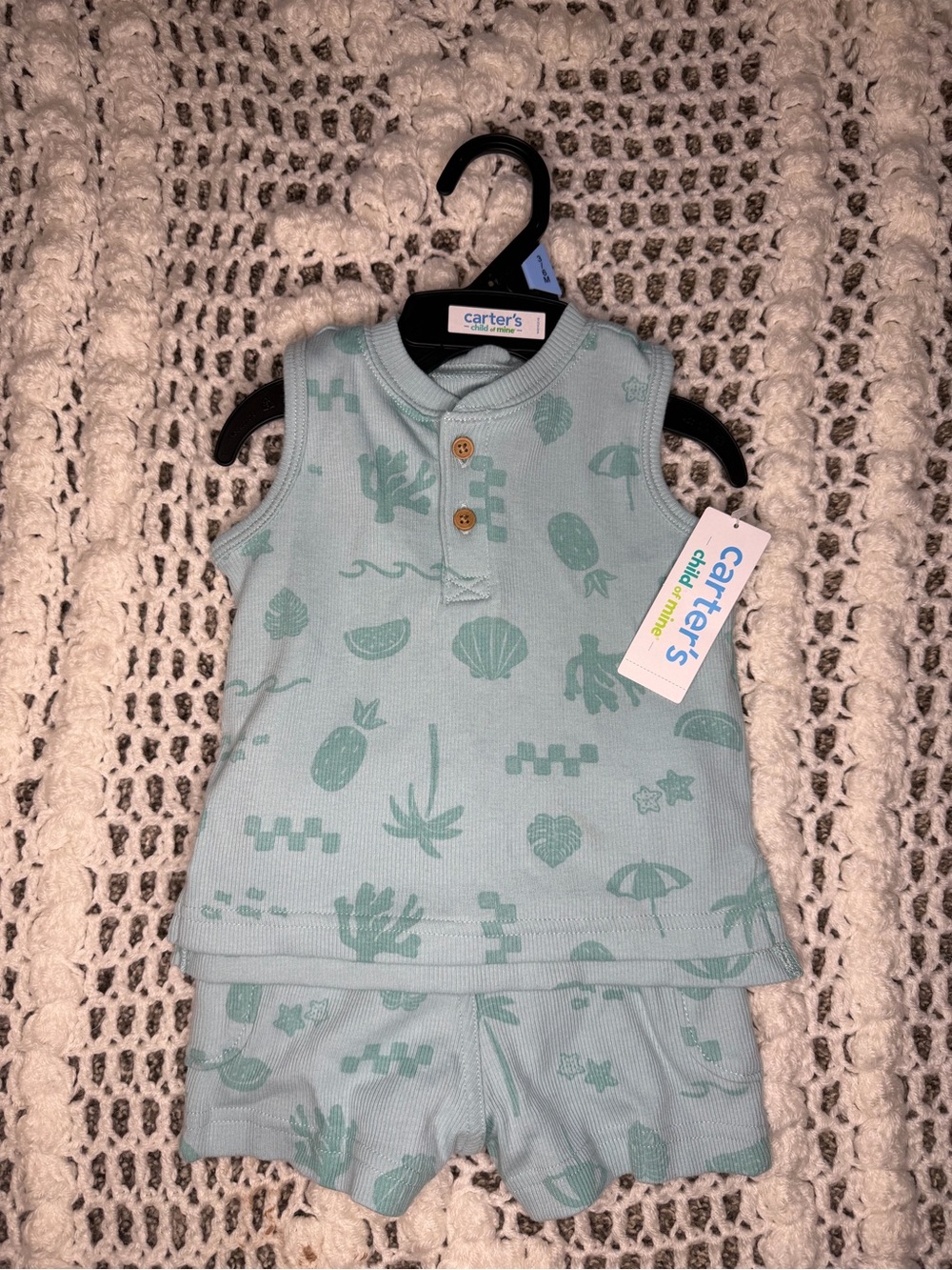 Carter's Light Mint Green Sleeveless Tank & Shorts Set